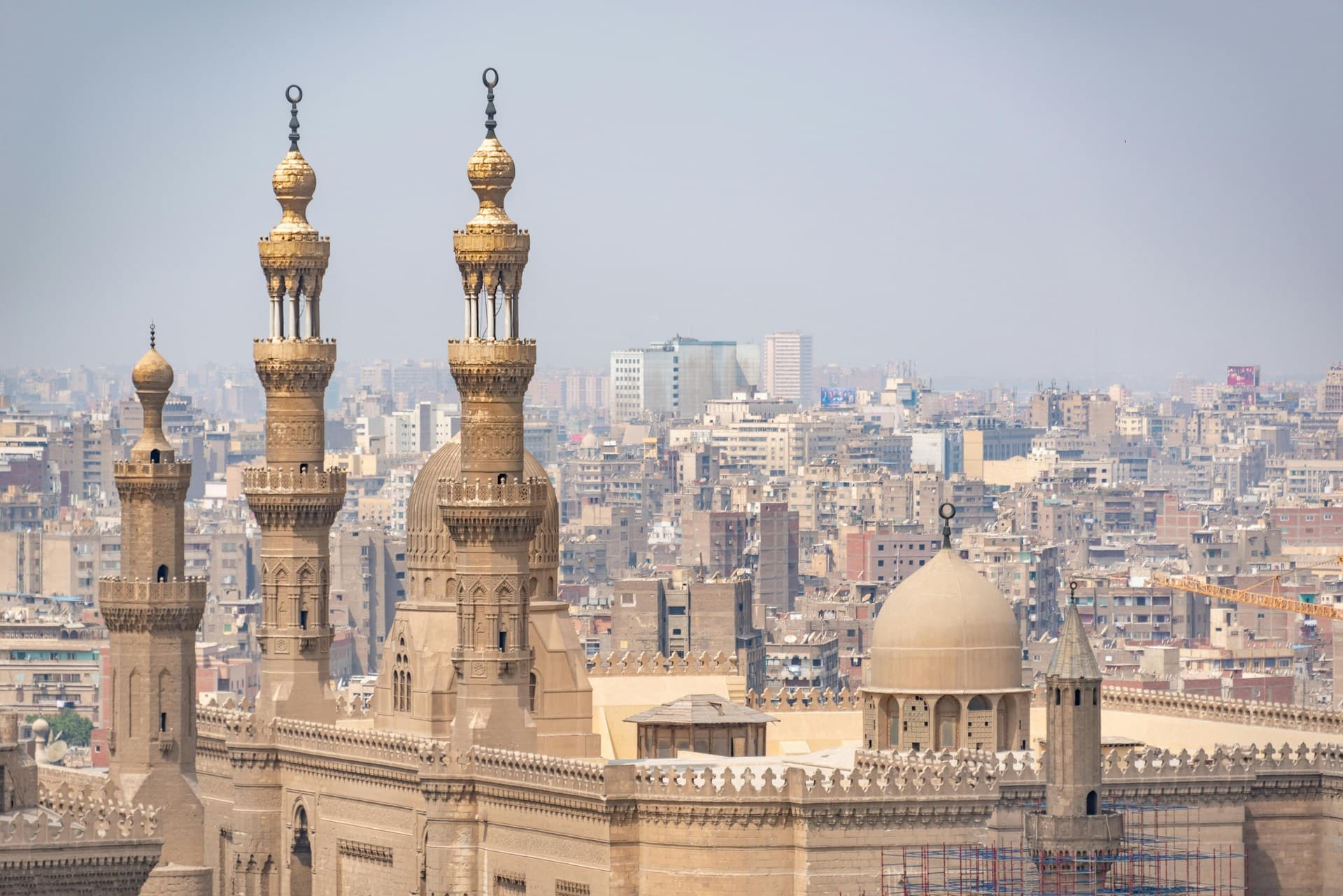 The domes and twin pencil minarets of the Mosque of Muhammad Ali inside the Cairo Citadel